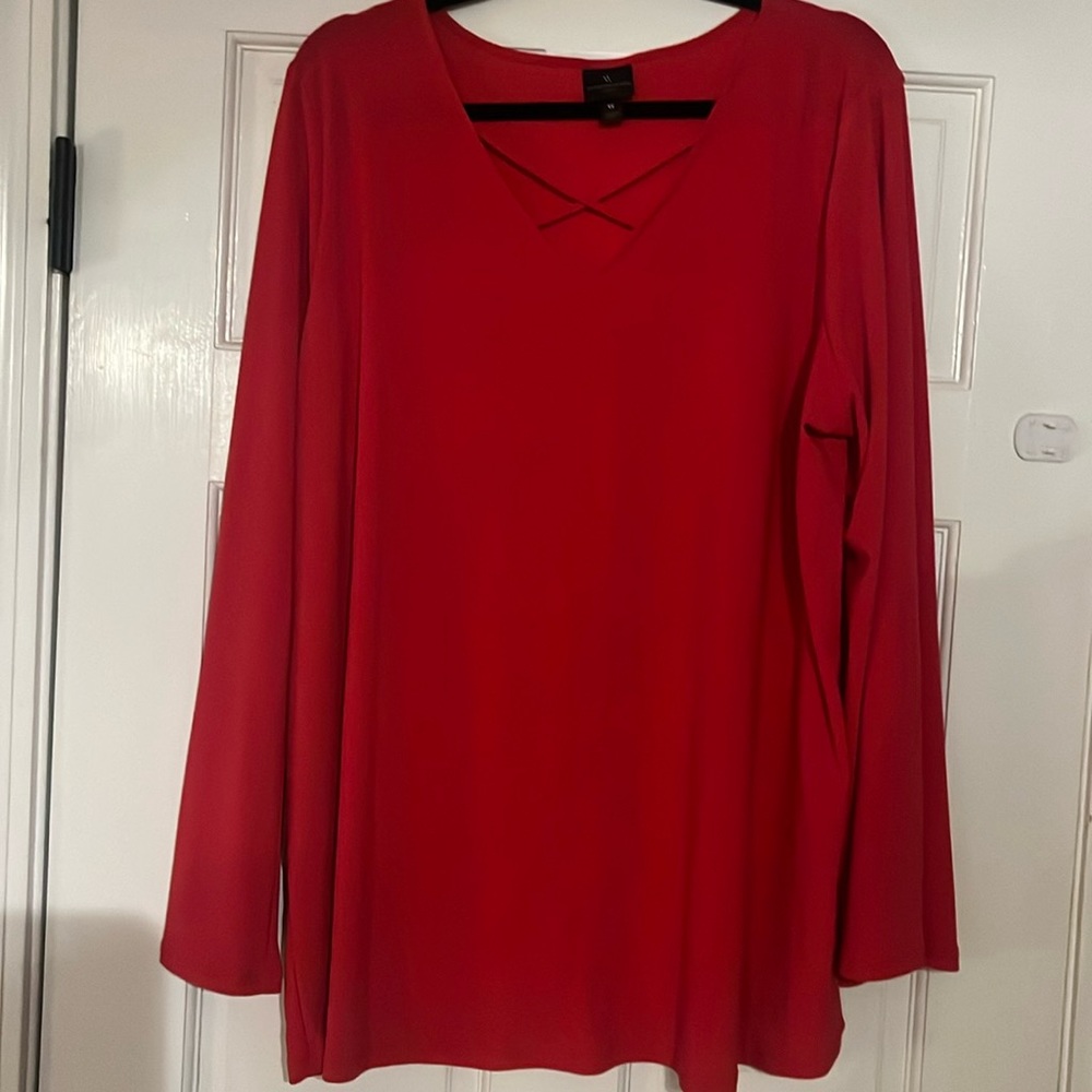 Worthington Red Women’s Dress top with bell sleeves
